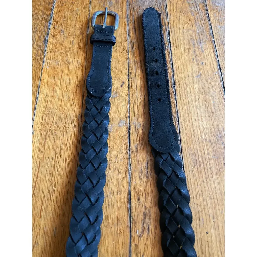 Black Suede Braided Bridle Belt Womens sz 36